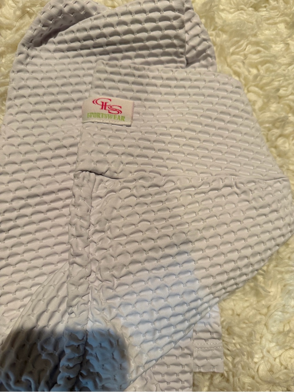 Textured White Leggings with Elastic Waist CLS sportswear